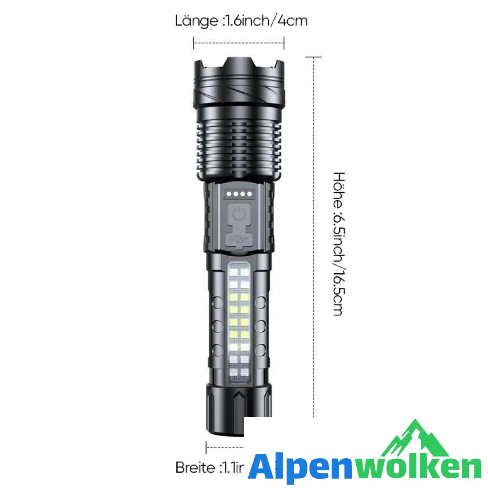 Alpenwolken - Ultrahelle Taschenlampe mit weißem Laser und großer Reichweite