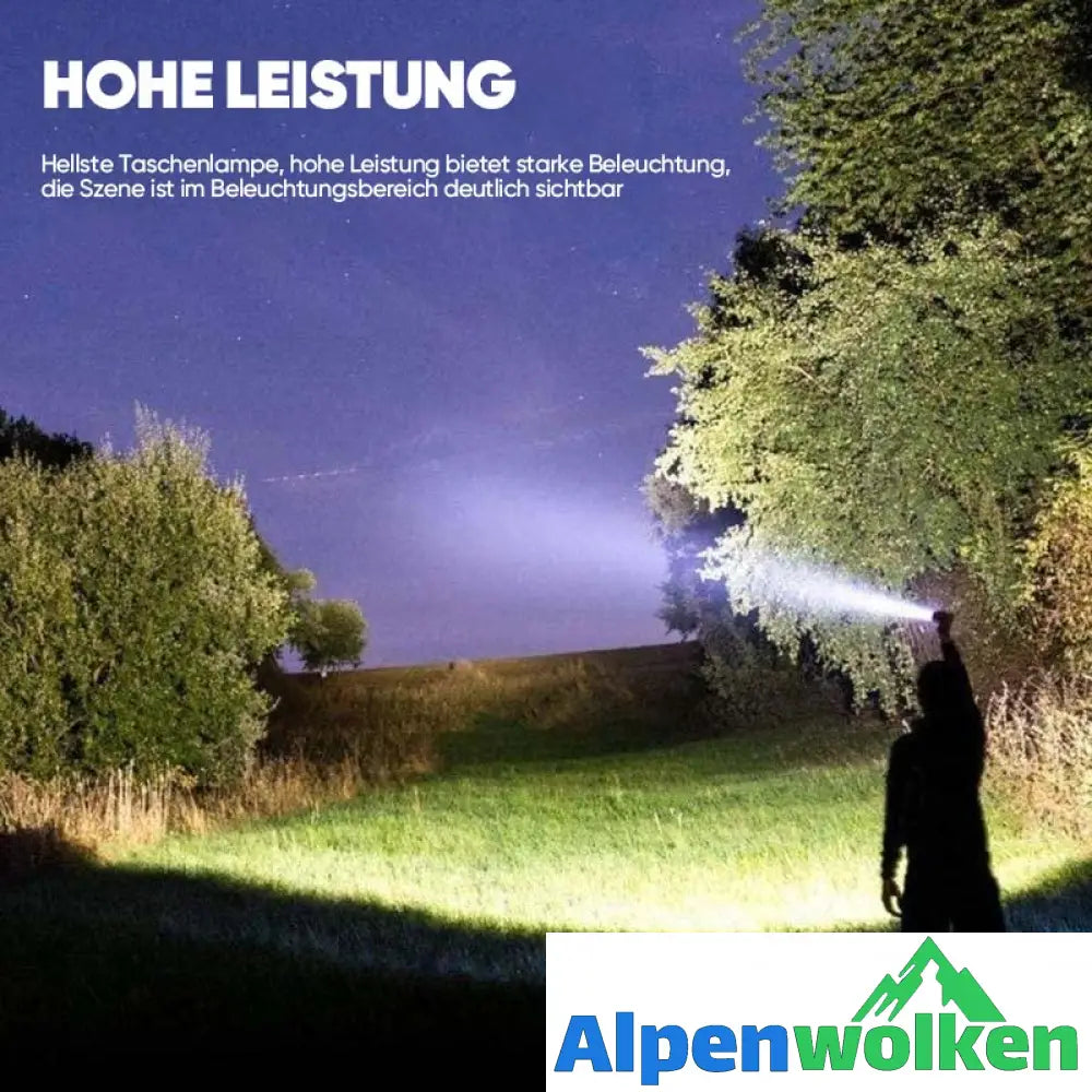 Alpenwolken - Ultrahelle Taschenlampe mit weißem Laser und großer Reichweite