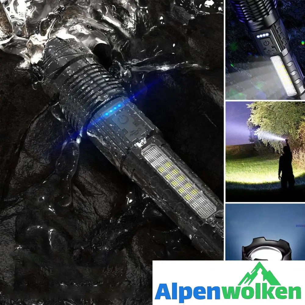 Alpenwolken - Ultrahelle Taschenlampe mit weißem Laser und großer Reichweite