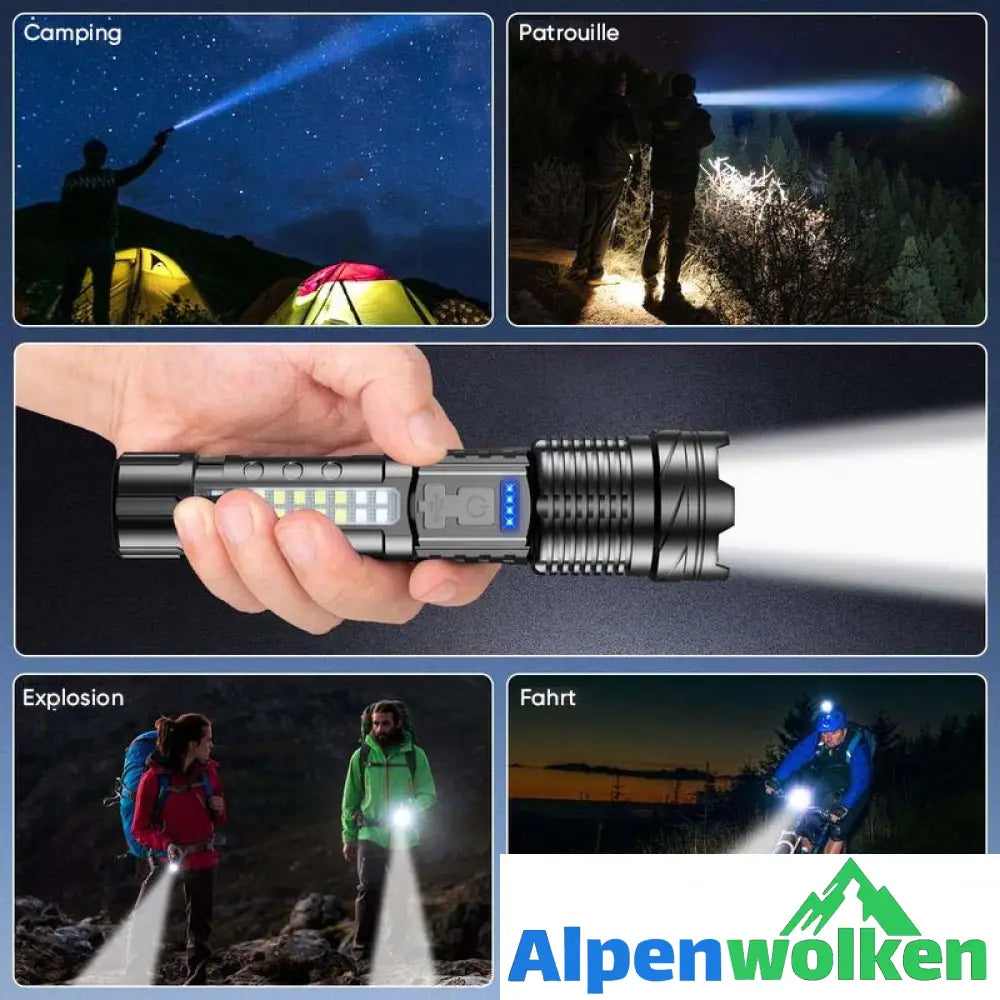 Alpenwolken - Ultrahelle Taschenlampe mit weißem Laser und großer Reichweite