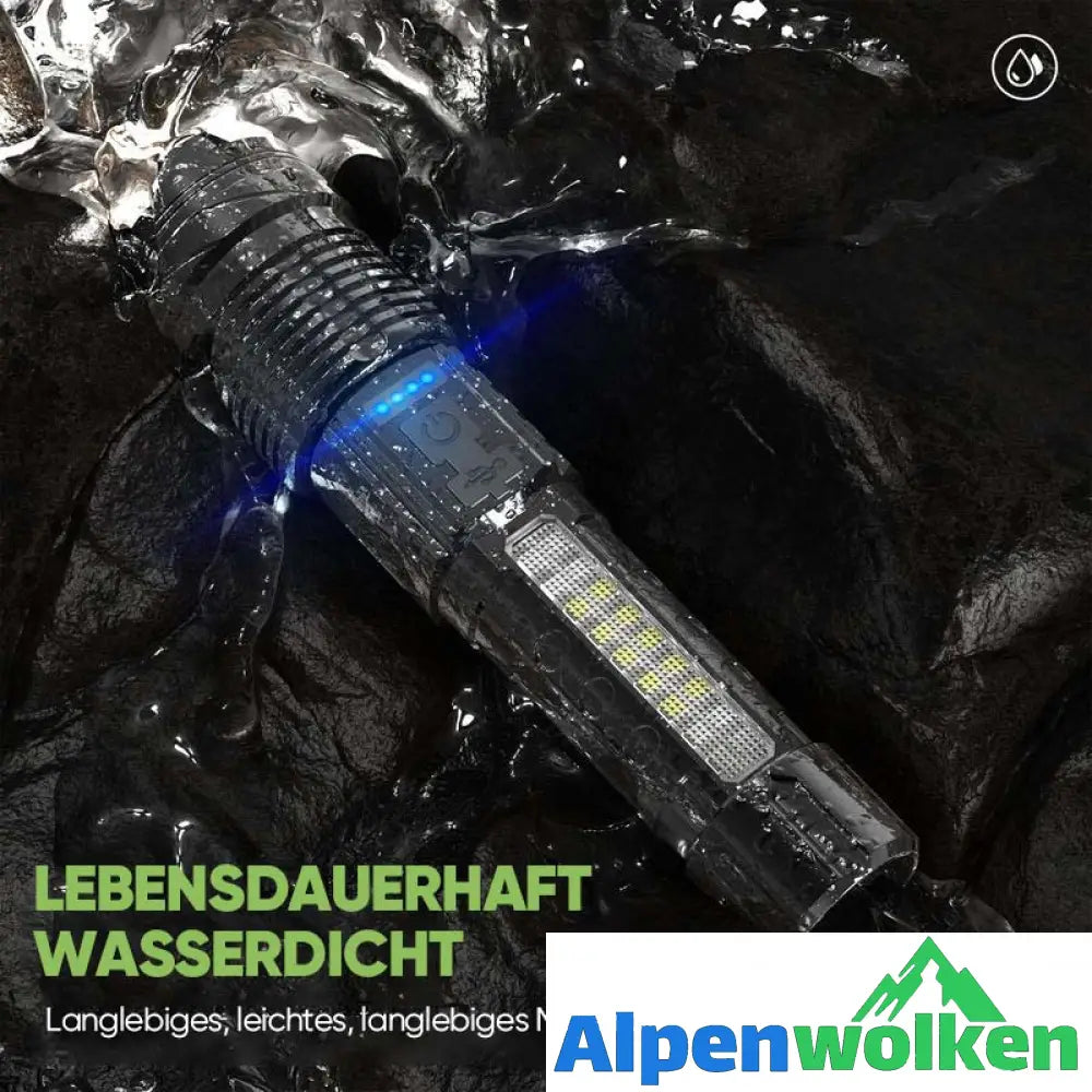 Alpenwolken - Ultrahelle Taschenlampe mit weißem Laser und großer Reichweite