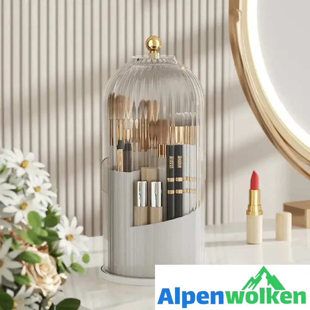 Alpenwolken - Um 360° drehbare Make-up-Pinsel-Organizer-Box weiss