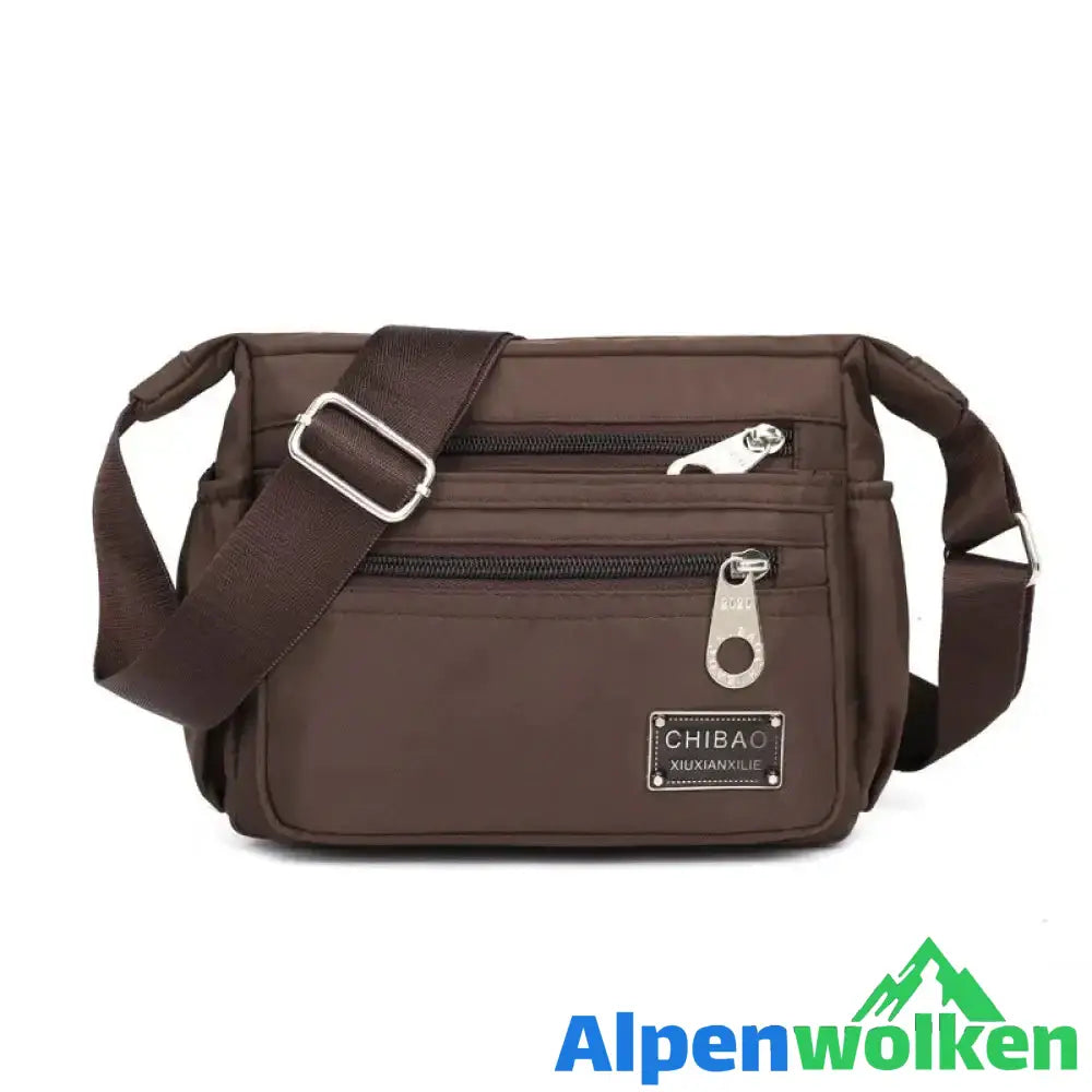 Alpenwolken - Umhängetasche aus mehrschichtigem Nylon für Damen Kaffee