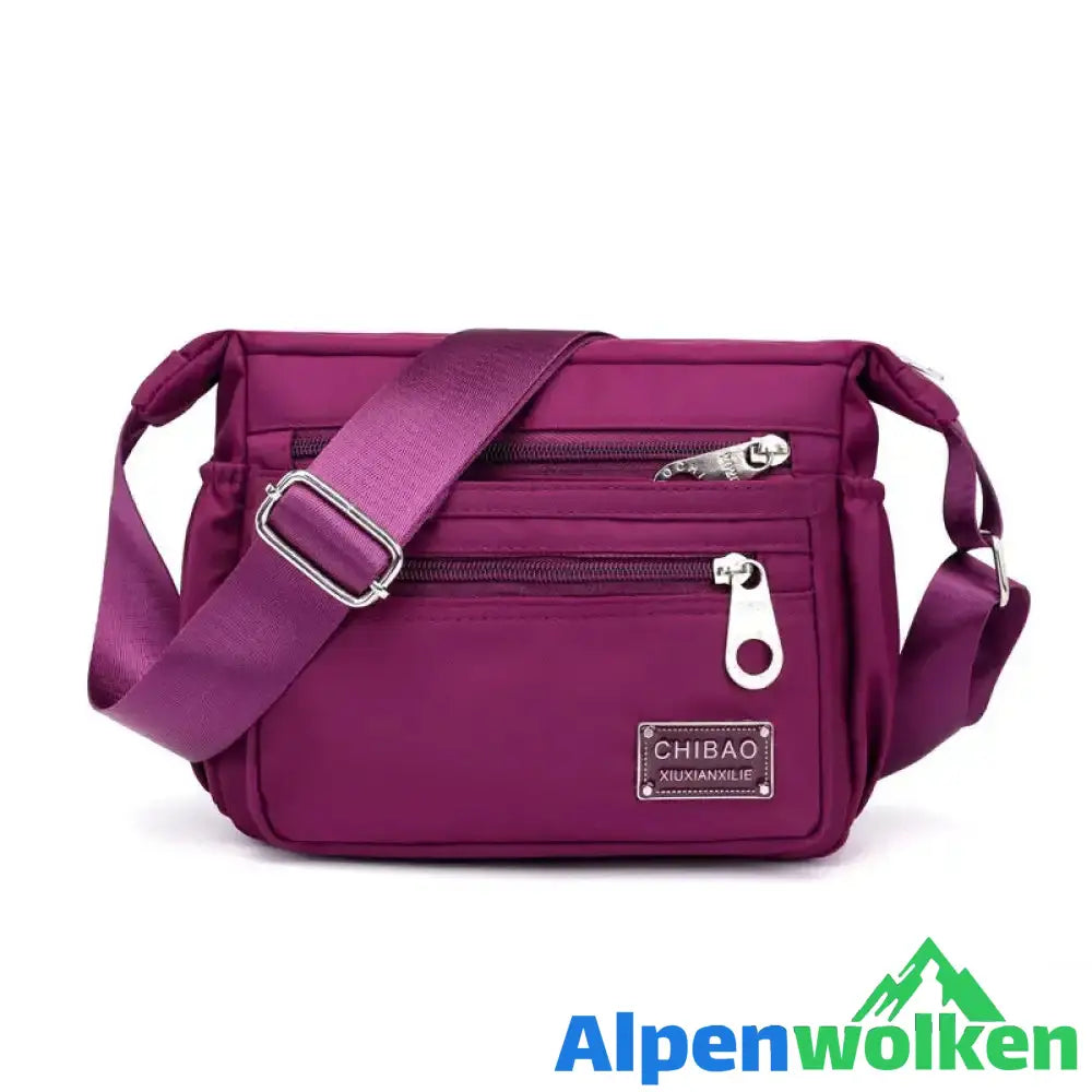 Alpenwolken - Umhängetasche aus mehrschichtigem Nylon für Damen Lila