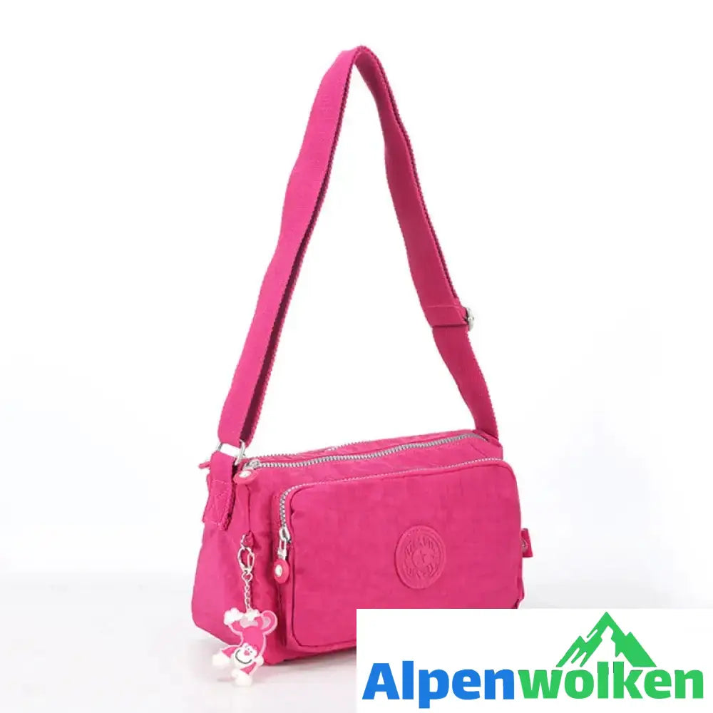 Alpenwolken - Umhängetasche aus Nylon für Damen Weinrot