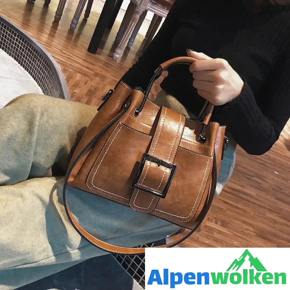 Alpenwolken - Umhängetasche Für Damen Im Retro-Stil braun