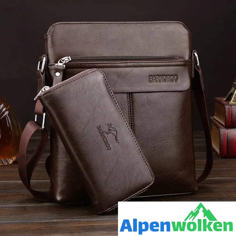 Alpenwolken - Umhängetasche für Herren mit Handtasche Dunkelbraun