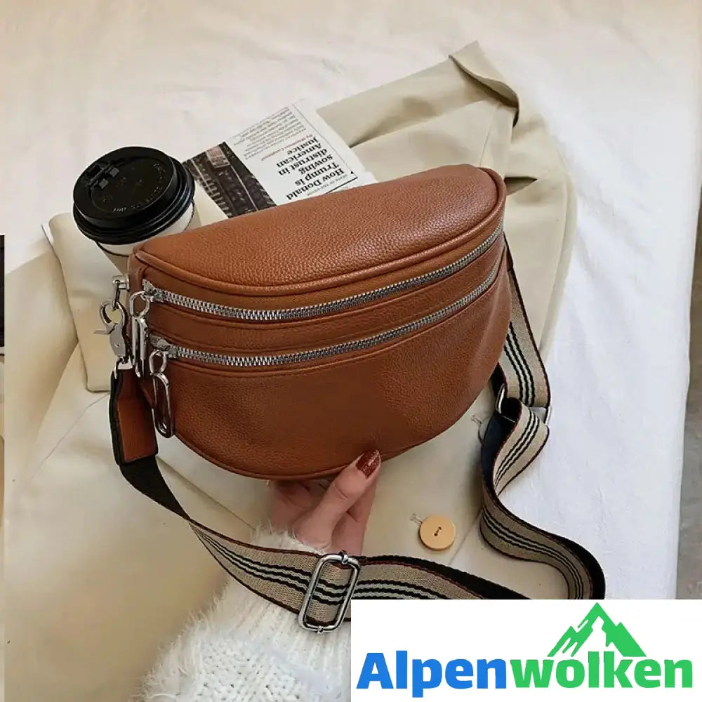 Alpenwolken - Umhängetasche mit mehreren Taschen braun