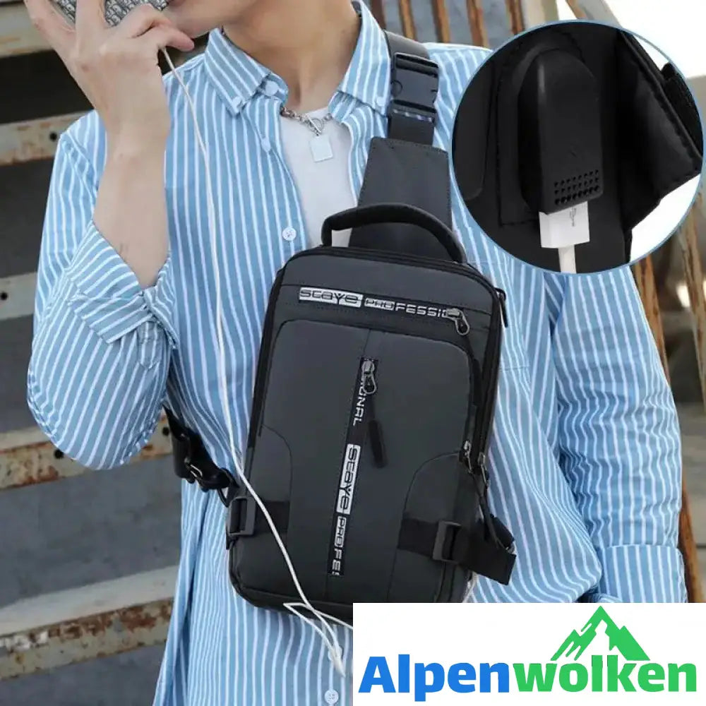 Alpenwolken - Umhängetasche mit USB-Ladegerät