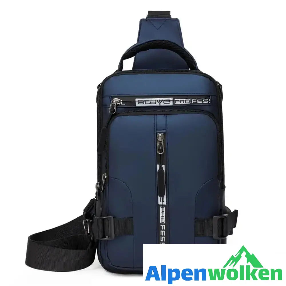 Alpenwolken - Umhängetasche mit USB-Ladegerät Blau