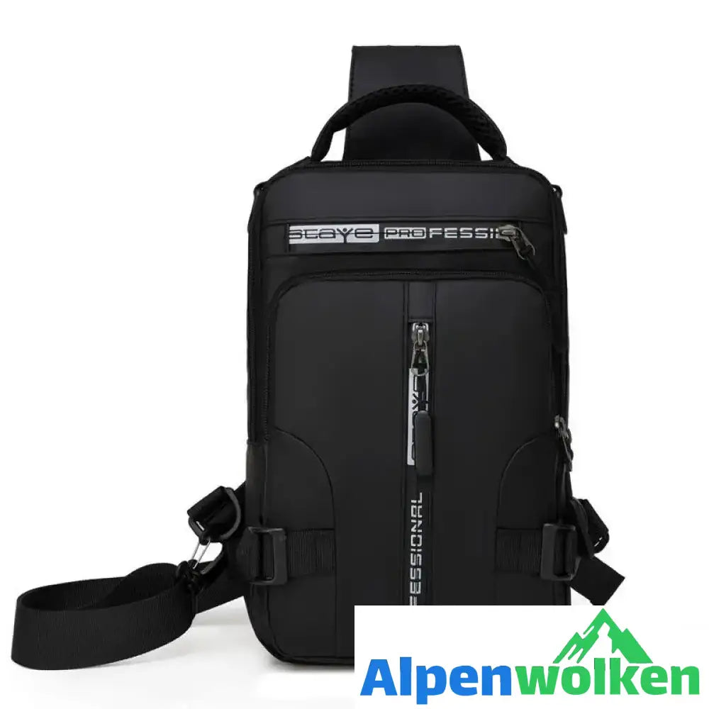 Alpenwolken - Umhängetasche mit USB-Ladegerät Schwarz