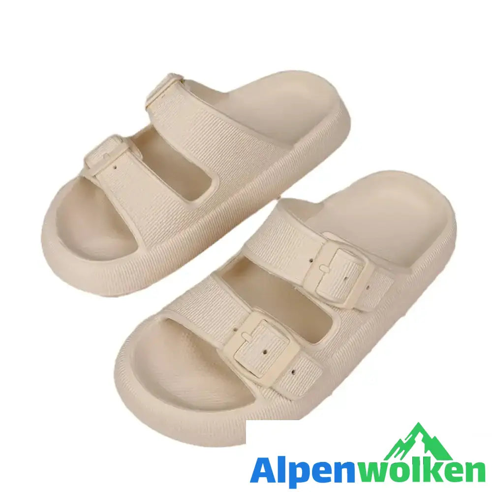 Alpenwolken - Unisex Plattformpantoffeln im Freien Beige