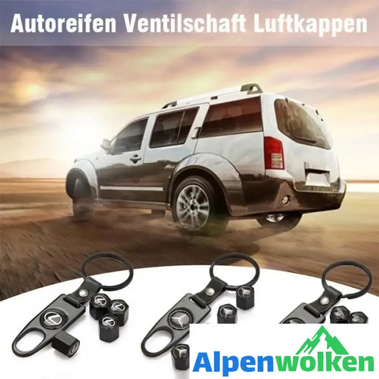 Alpenwolken - Universal Stahl (4 Stück) Autoreifen Ventilschaft Luftkappen Abdeckung + (1 Stück) Schlüsselbund