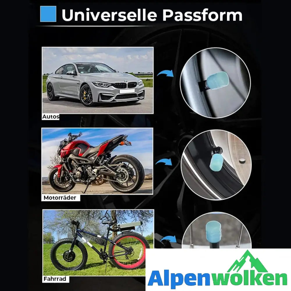 Alpenwolken - Universelle fluoreszierende Reifenventilkappen