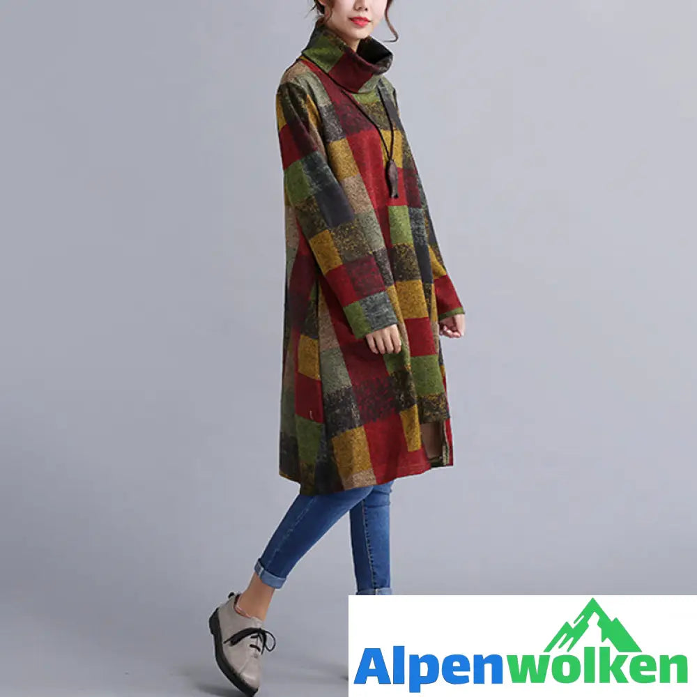 Alpenwolken - Unregelmäßiges Kleid mit Rollkragen für Damen