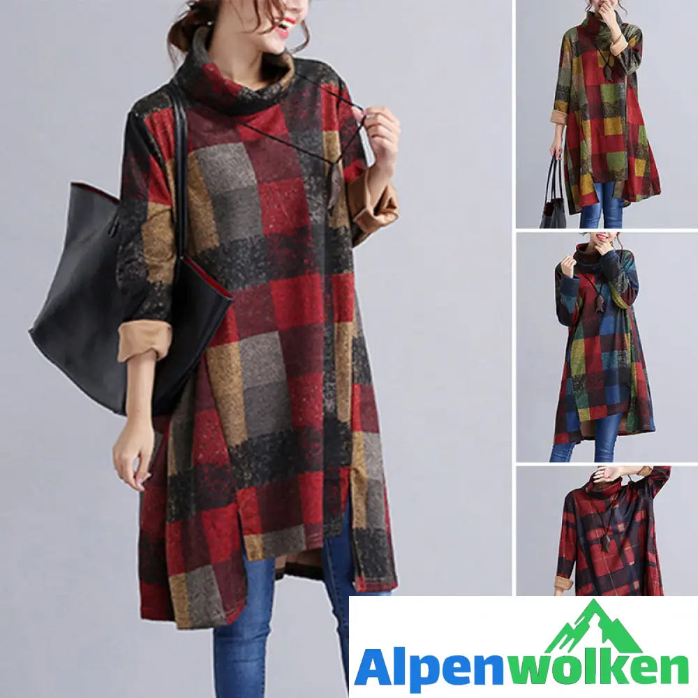 Alpenwolken - Unregelmäßiges Kleid mit Rollkragen für Damen