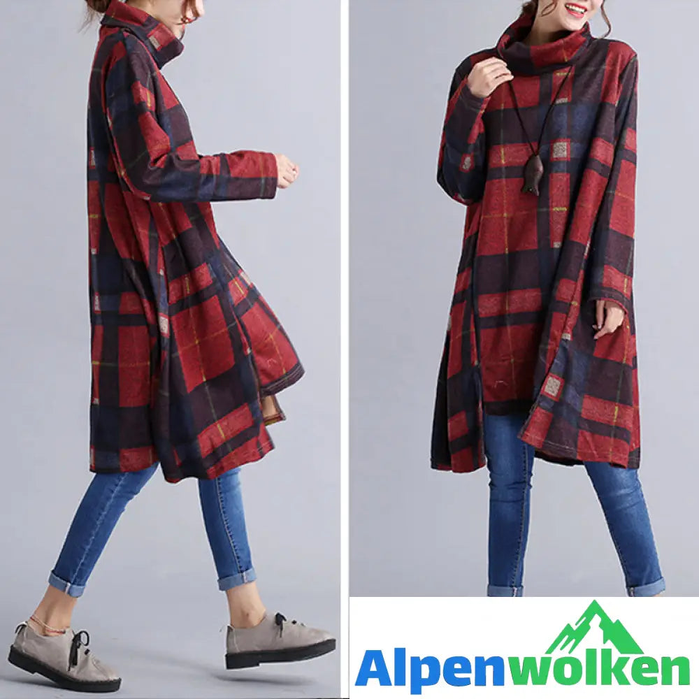 Alpenwolken - Unregelmäßiges Kleid mit Rollkragen für Damen