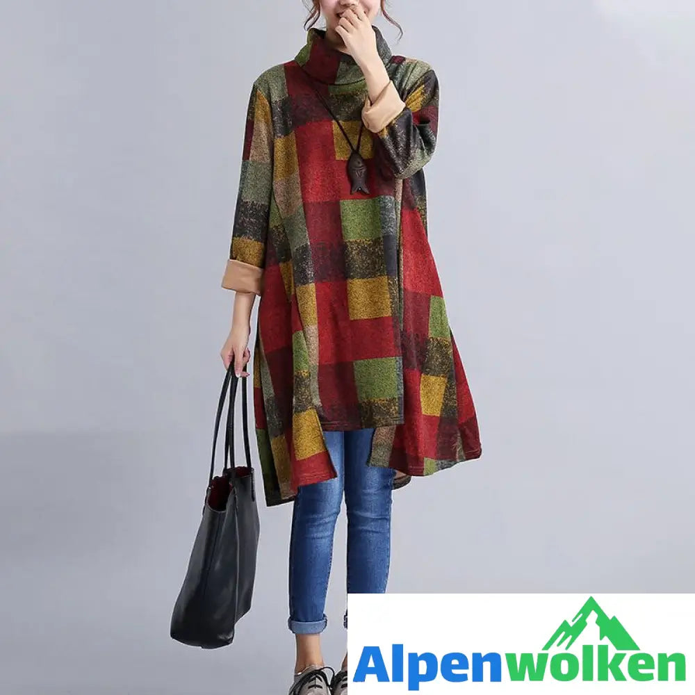 Alpenwolken - Unregelmäßiges Kleid mit Rollkragen für Damen