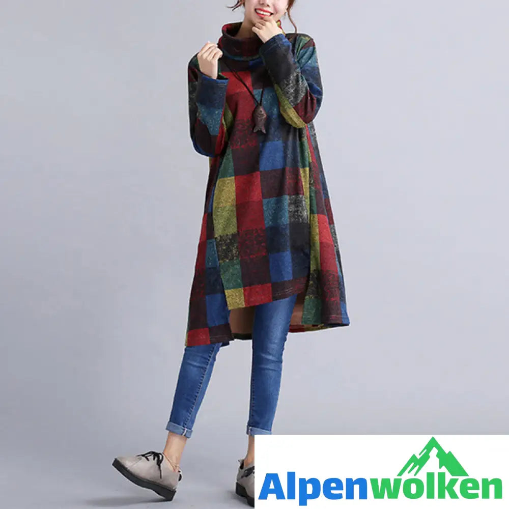 Alpenwolken - Unregelmäßiges Kleid mit Rollkragen für Damen