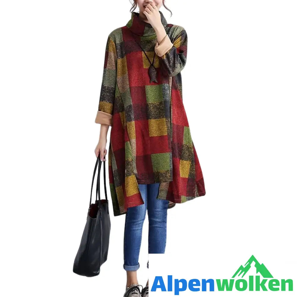 Alpenwolken - Unregelmäßiges Kleid mit Rollkragen für Damen