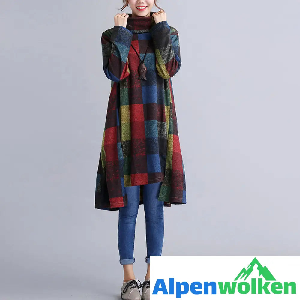 Alpenwolken - Unregelmäßiges Kleid mit Rollkragen für Damen