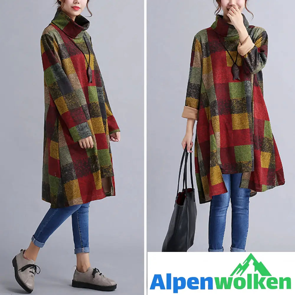 Alpenwolken - Unregelmäßiges Kleid mit Rollkragen für Damen