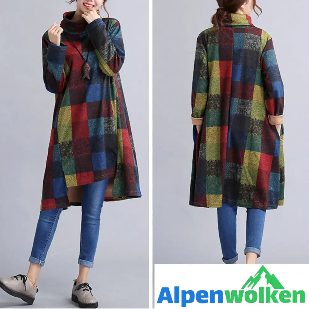 Alpenwolken - Unregelmäßiges Kleid mit Rollkragen für Damen