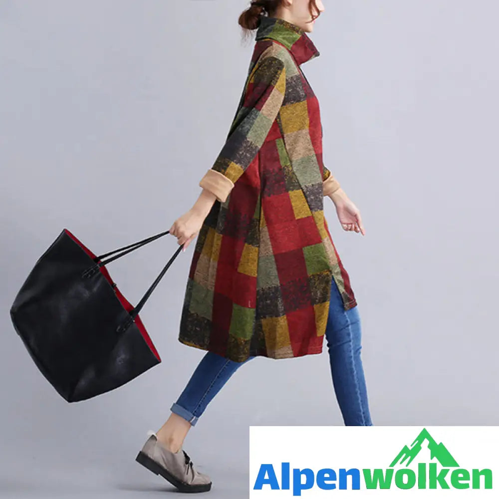 Alpenwolken - Unregelmäßiges Kleid mit Rollkragen für Damen