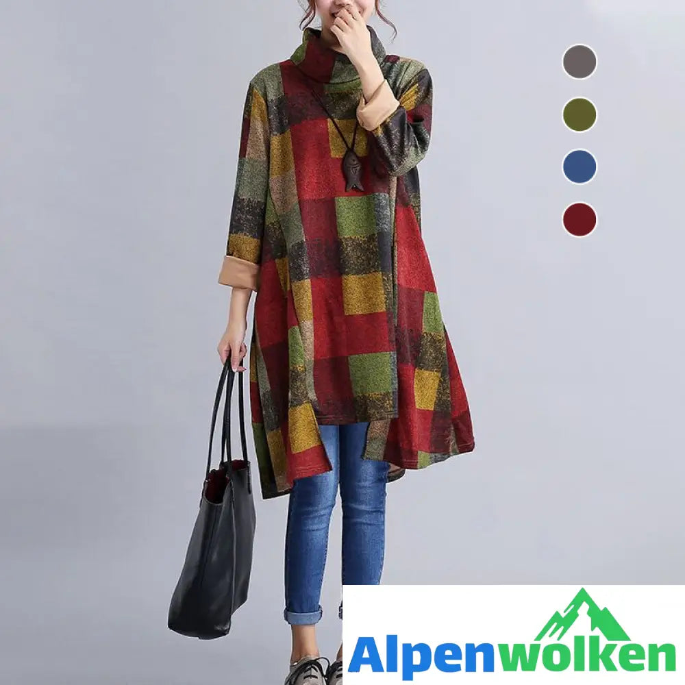 Alpenwolken - Unregelmäßiges Kleid mit Rollkragen für Damen