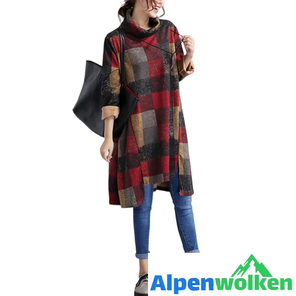 Alpenwolken - Unregelmäßiges Kleid mit Rollkragen für Damen