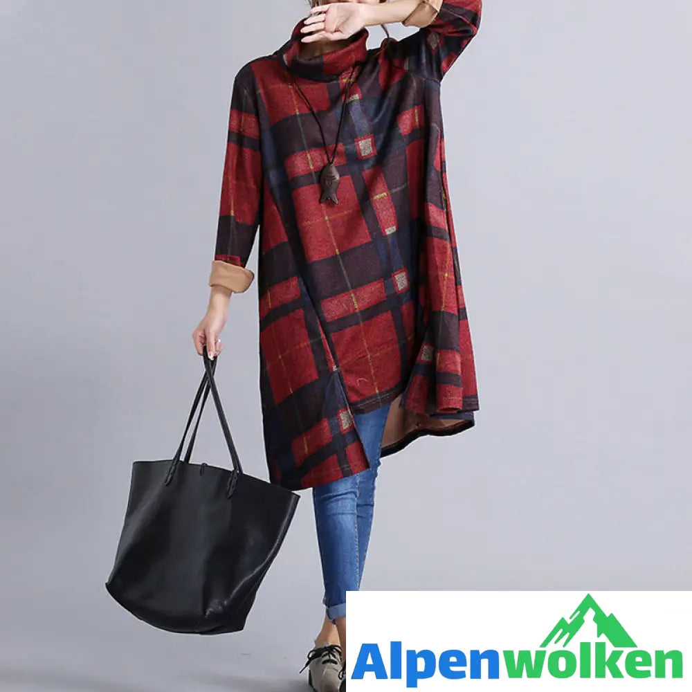 Alpenwolken - Unregelmäßiges Kleid mit Rollkragen für Damen