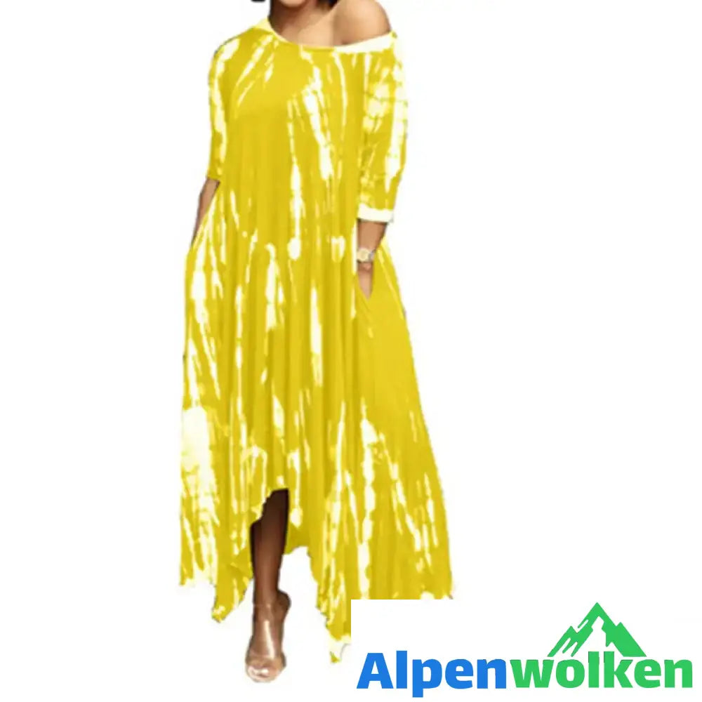 Alpenwolken - Unregelmäßiges Kleid mit Tie-Dye-Print