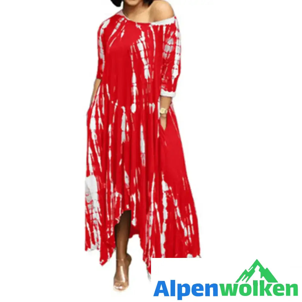 Alpenwolken - Unregelmäßiges Kleid mit Tie-Dye-Print