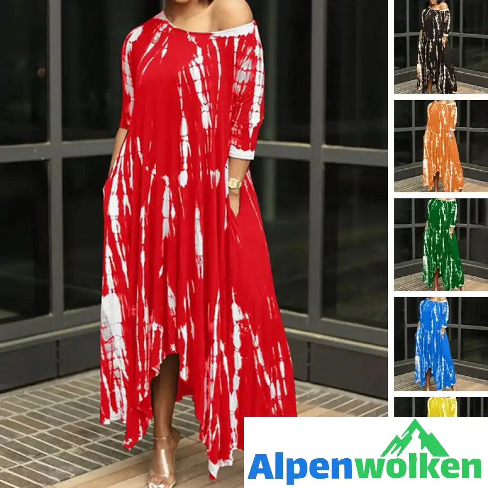 Alpenwolken - Unregelmäßiges Kleid mit Tie-Dye-Print