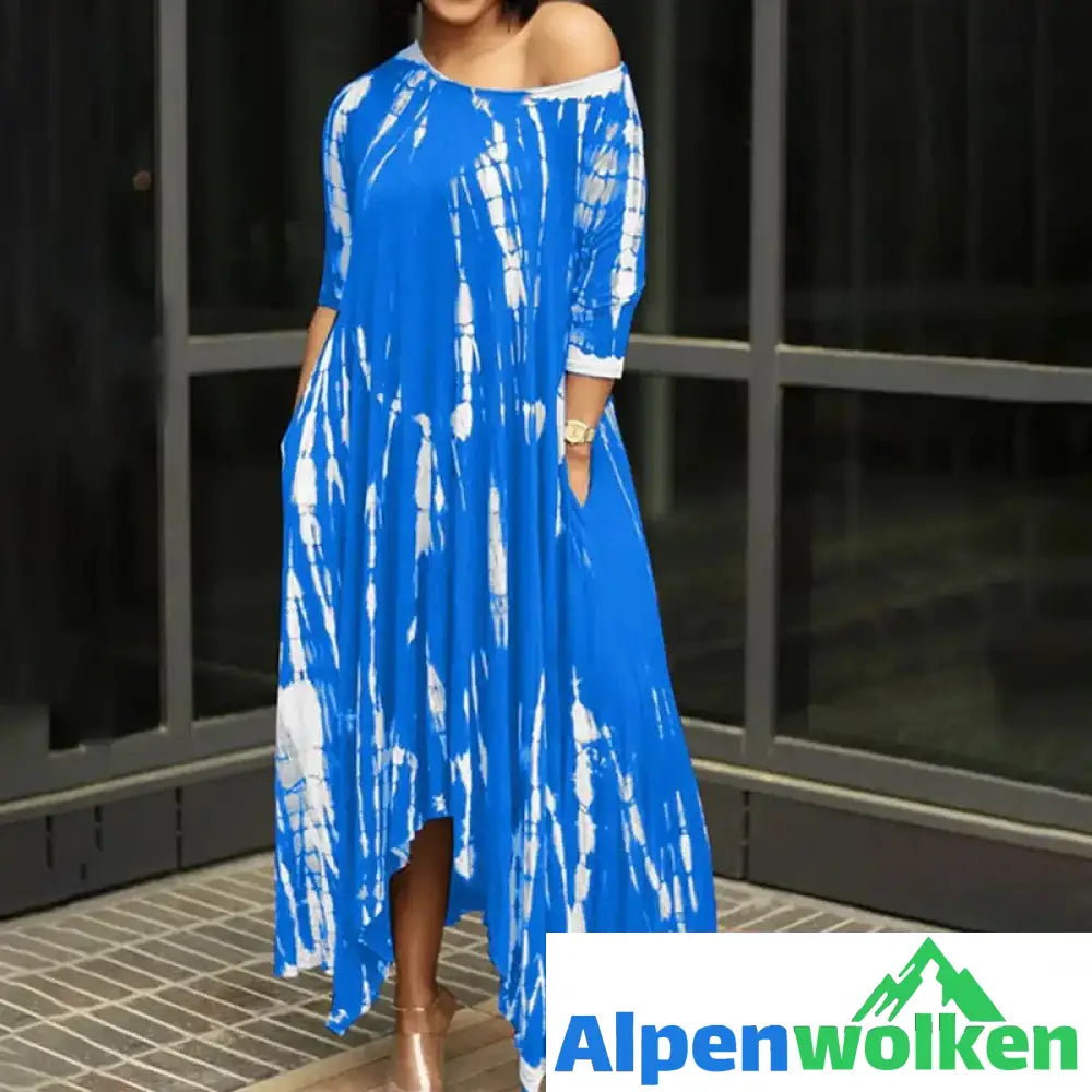 Alpenwolken - Unregelmäßiges Kleid mit Tie-Dye-Print himmelblau