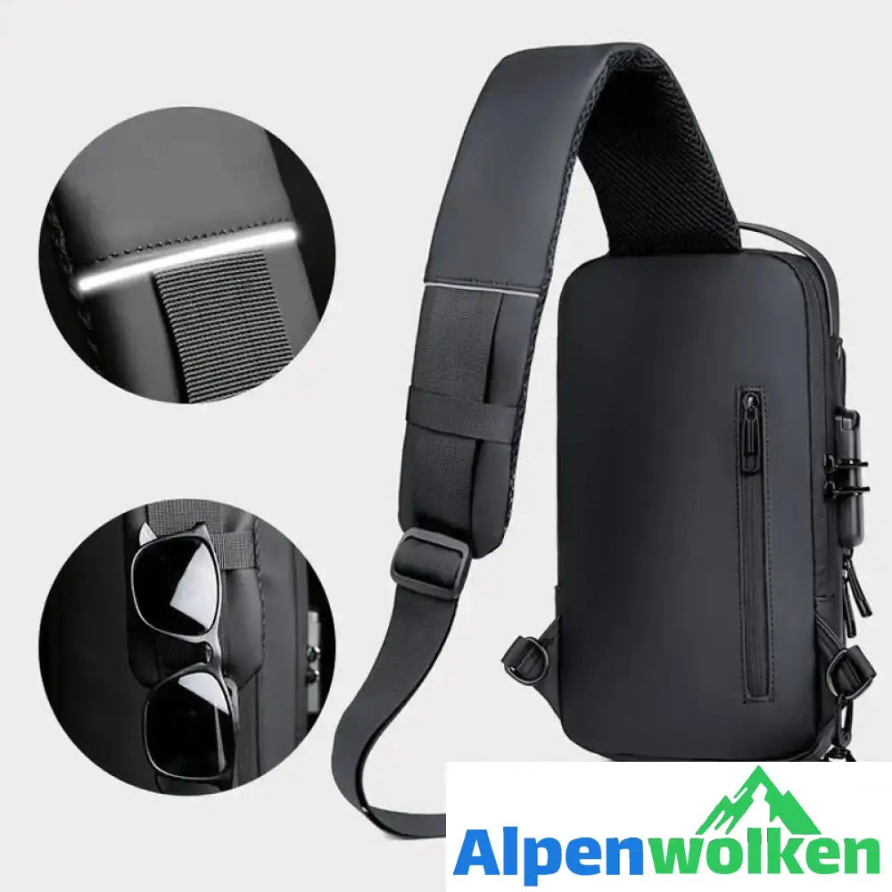 Alpenwolken - USB-Ladesport-Sling Anti-Diebstahl-Umhängetasche