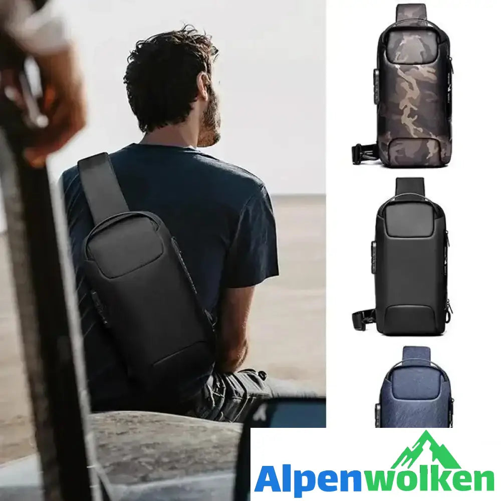 Alpenwolken - USB-Ladesport-Sling Anti-Diebstahl-Umhängetasche