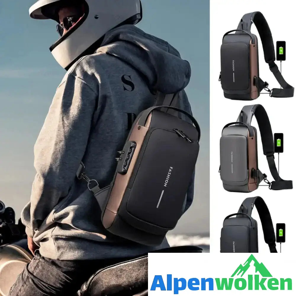 Alpenwolken - USB-Ladesport-Sling Anti-Diebstahl-Umhängetasche