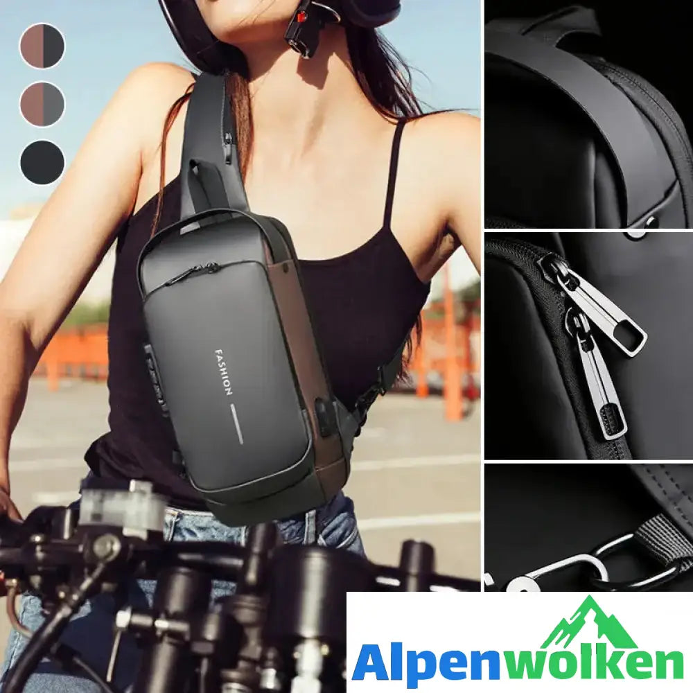 Alpenwolken - USB-Ladesport-Sling Anti-Diebstahl-Umhängetasche