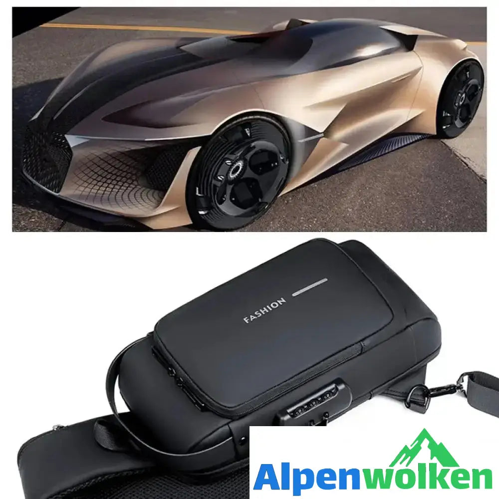 Alpenwolken - USB-Ladesport-Sling Anti-Diebstahl-Umhängetasche