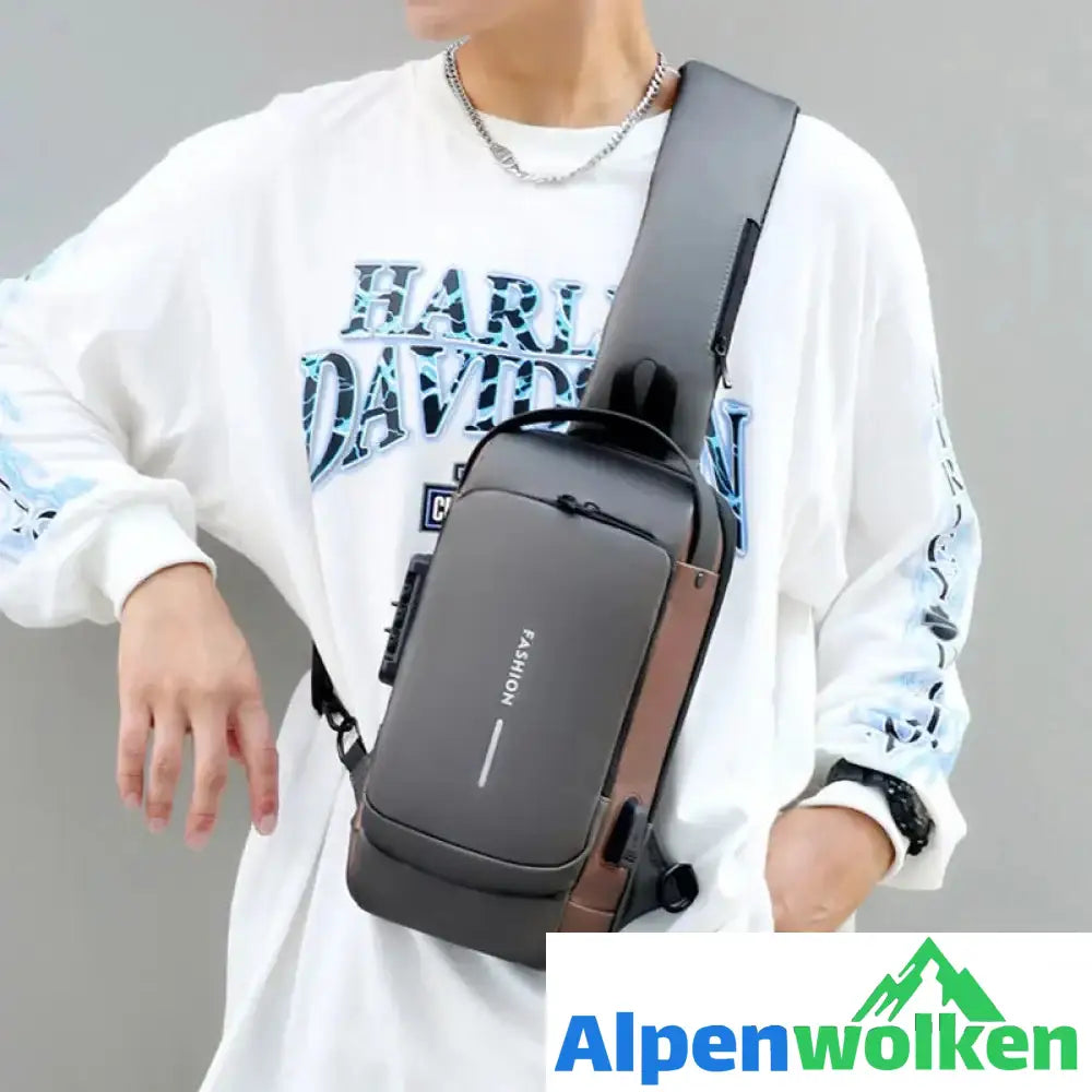 Alpenwolken - USB-Ladesport-Sling Anti-Diebstahl-Umhängetasche