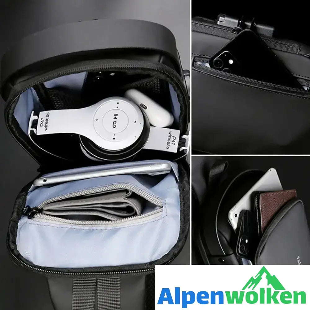 Alpenwolken - USB-Ladesport-Sling Anti-Diebstahl-Umhängetasche