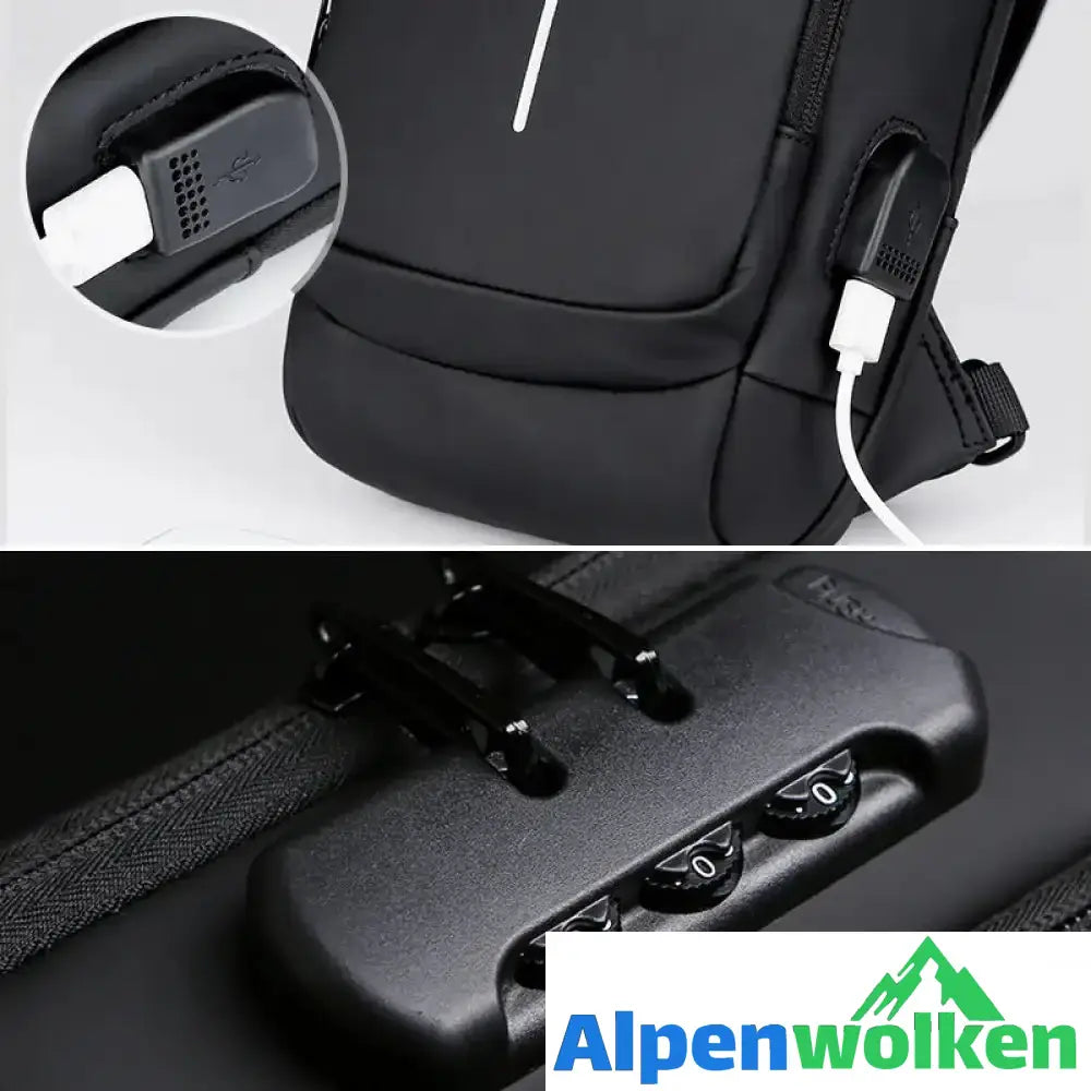 Alpenwolken - USB-Ladesport-Sling Anti-Diebstahl-Umhängetasche