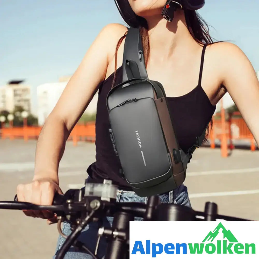 Alpenwolken - USB-Ladesport-Sling Anti-Diebstahl-Umhängetasche