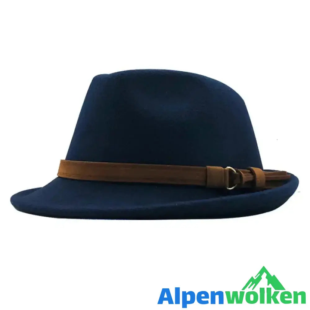 Alpenwolken - Vatertag/Christi Himmelfahrt Geschenke Herrenhut mit Lederschnalle Marineblau