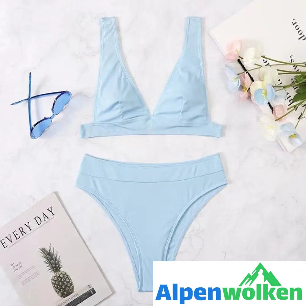 Alpenwolken - Vera - Bikini mit hoher Taille Himmelblau