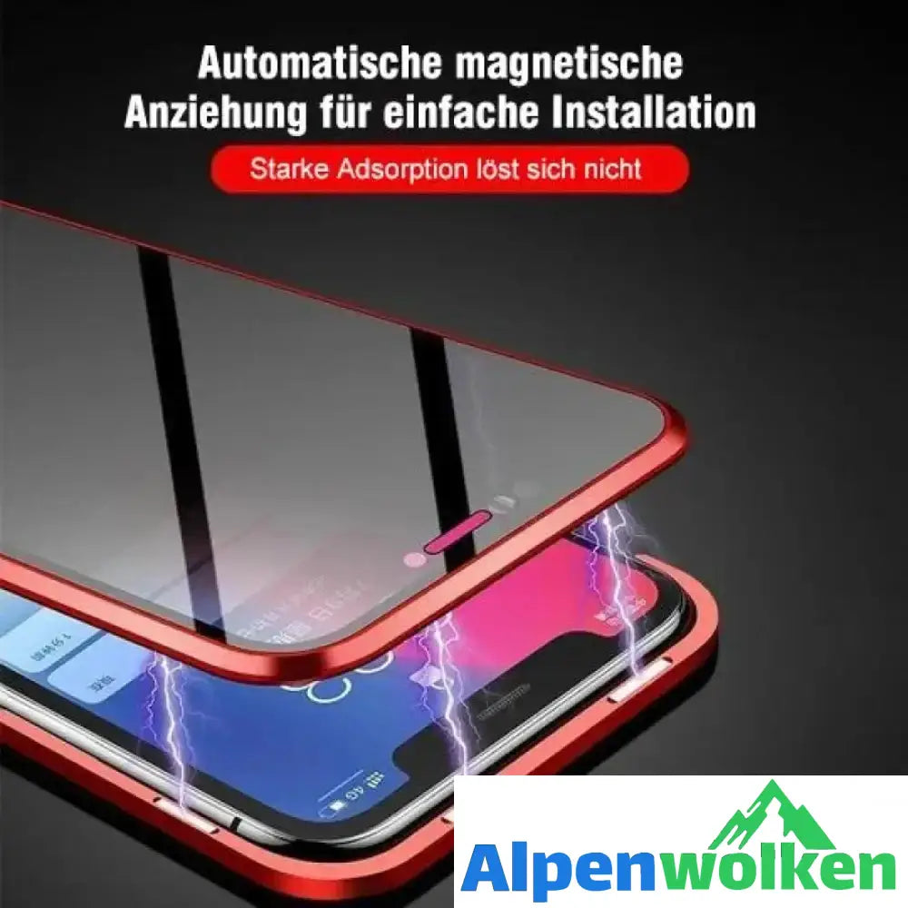 Alpenwolken - Verbesserte Anti-Peep-Magnet-Telefonhülle aus gehärtetem Glas mit zwei Seiten