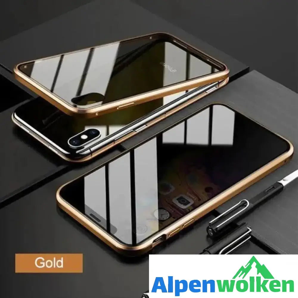 Alpenwolken - Verbesserte Anti-Peep-Magnet-Telefonhülle aus gehärtetem Glas mit zwei Seiten