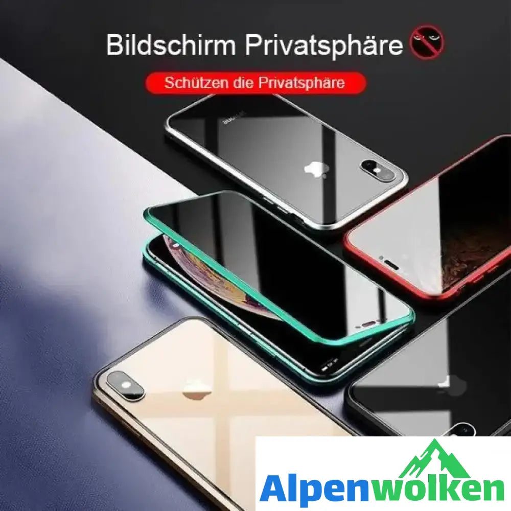 Alpenwolken - Verbesserte Anti-Peep-Magnet-Telefonhülle aus gehärtetem Glas mit zwei Seiten