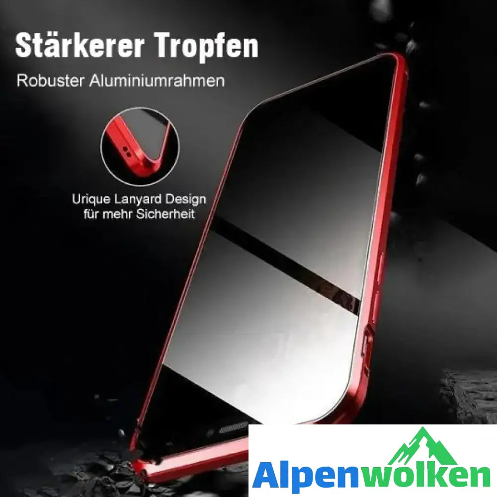 Alpenwolken - Verbesserte Anti-Peep-Magnet-Telefonhülle aus gehärtetem Glas mit zwei Seiten